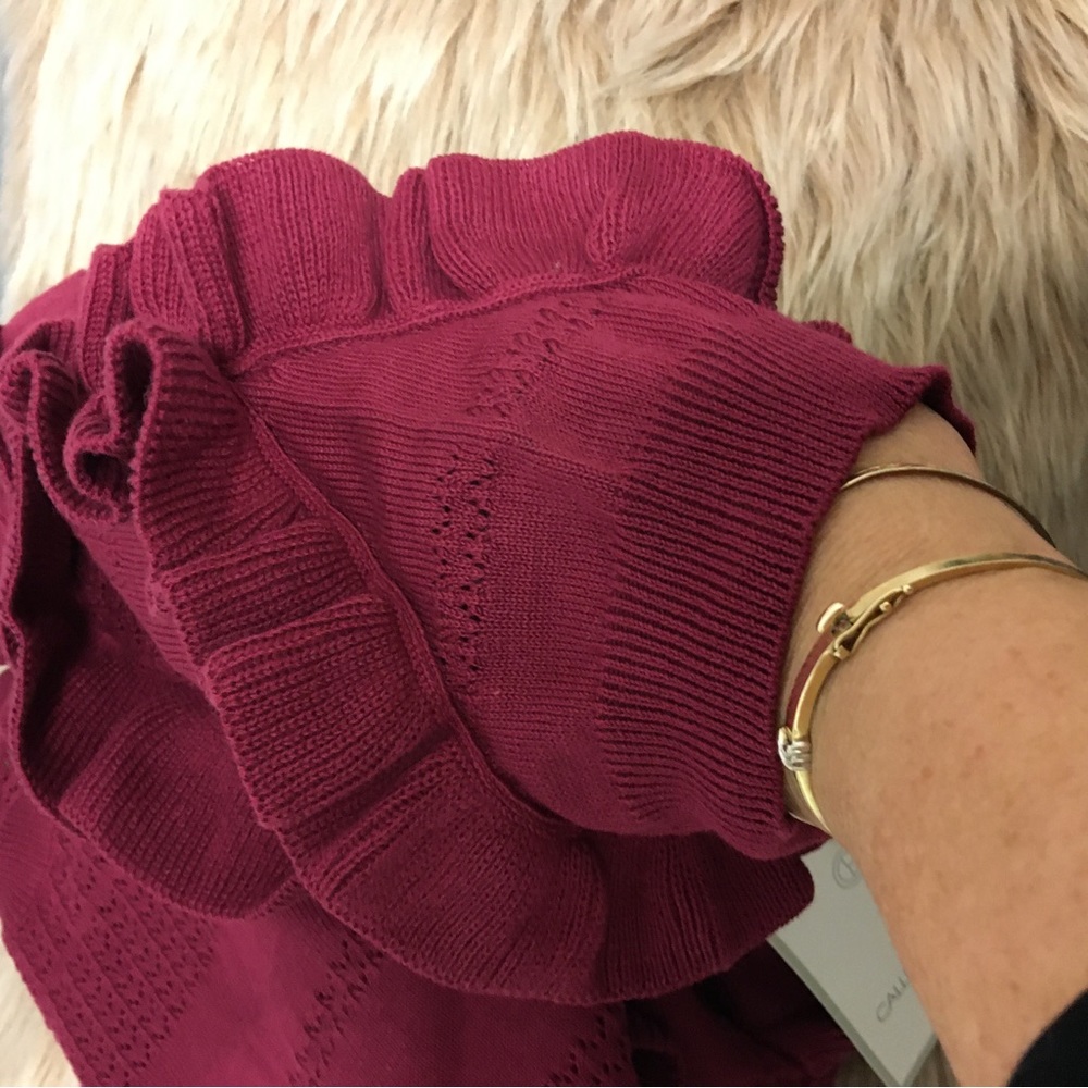 NEW Red SWEATER TOP OVERSIZED Puff Sleeves  Raspberry SZ M - Picture 6 of 11